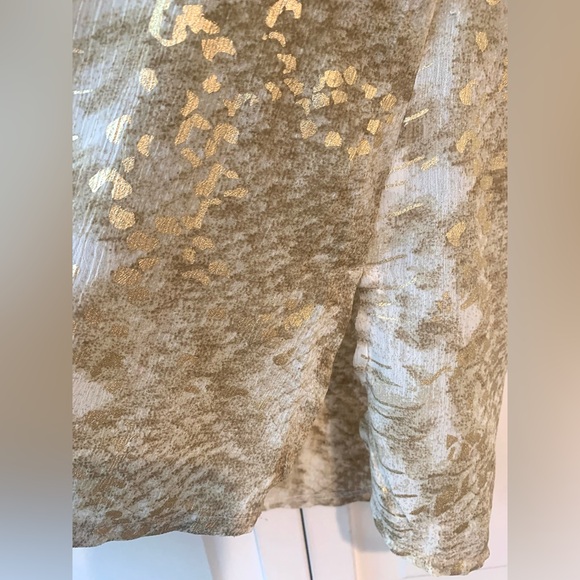 Solataire Swim Tunic Cover Up Light Snakeskin Pattern w Gold 3/4 Sleeves Size L - Picture 4 of 6